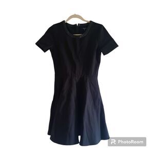 Madewell Leather Trim Fit Flare Dress